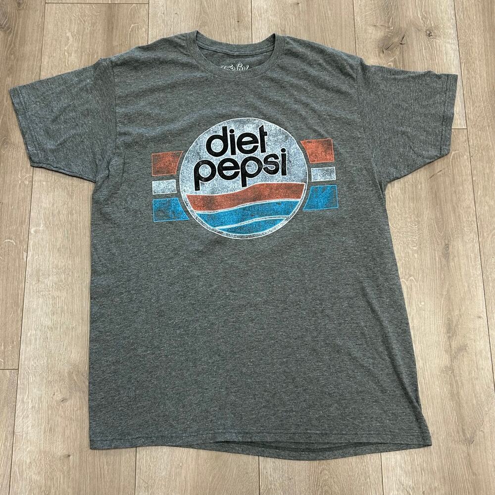Tee Luv Vintage Diet Pepsi Logo Gray Tee T Shirt size XL B24